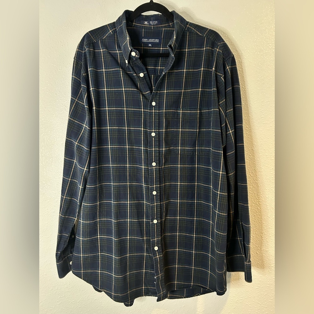 John Ashford Men's Plaid Shirt Size XL Tall